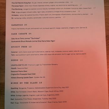 Naks - drink menu - Filipino Near Me - New York, New York