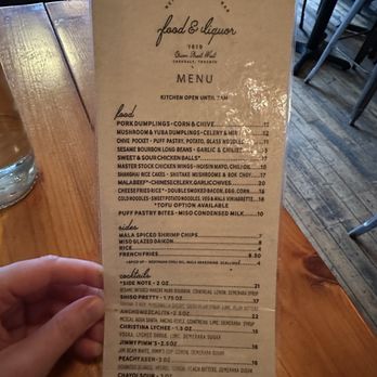 Food & Liquor - Menu - Bars Near Me - Toronto, Ontario Food & Liquor - Menu - Bars Near Me - Toronto, Ontario
