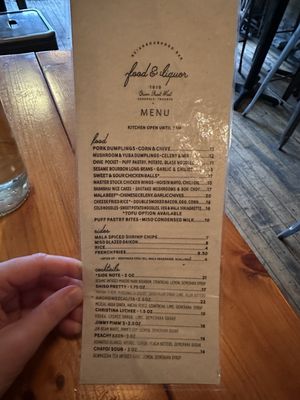 Menu photo 2 Food & Liquor Toronto, ON Menu photo 2 Food & Liquor Toronto, ON