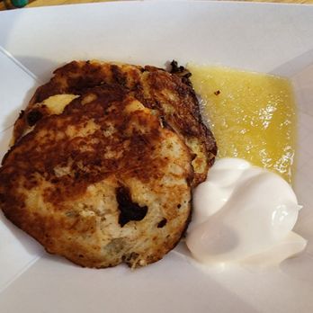Christkindlmarket Chicago - German potato pancake with apple sauce - Festivals Near Me - Chicago, Illinois Christkindlmarket Chicago - German potato pancake with apple sauce - Festivals Near Me - Chicago, Illinois