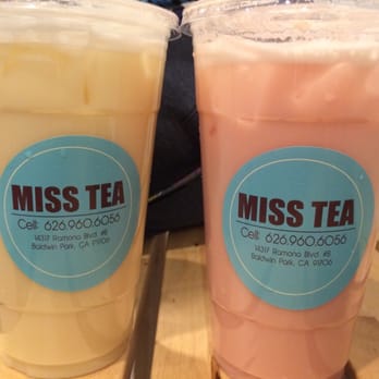 Miss Tea - Jasmine Green Milk Tea & Strawberry Milk Tea :) - Bubble Tea Near Me - Baldwin Park, California