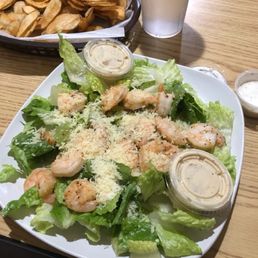 Cesar Salad with shrimp and homemade chip with homemade ranch dressing Cesar Salad with shrimp and homemade chip with homemade ranch dressing