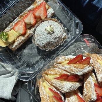 Cream Pan - Strawberry banana, azuki cream bun, strawberry cream croissant (left to right) - Bakeries Near Me - Tustin, California