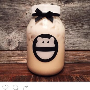 Mini Monster Cafe - Jasmine Milk Tea $4 + glass jar $2 - Bubble Tea Near Me - Anaheim, California