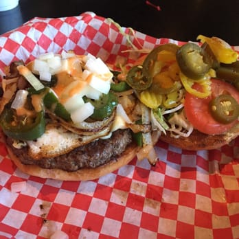 Beyond Burger - El Diablo w/ fried egg (and lots of toppings) - Burgers Near Me - Texas City, Texas Beyond Burger - El Diablo w/ fried egg (and lots of toppings) - Burgers Near Me - Texas City, Texas
