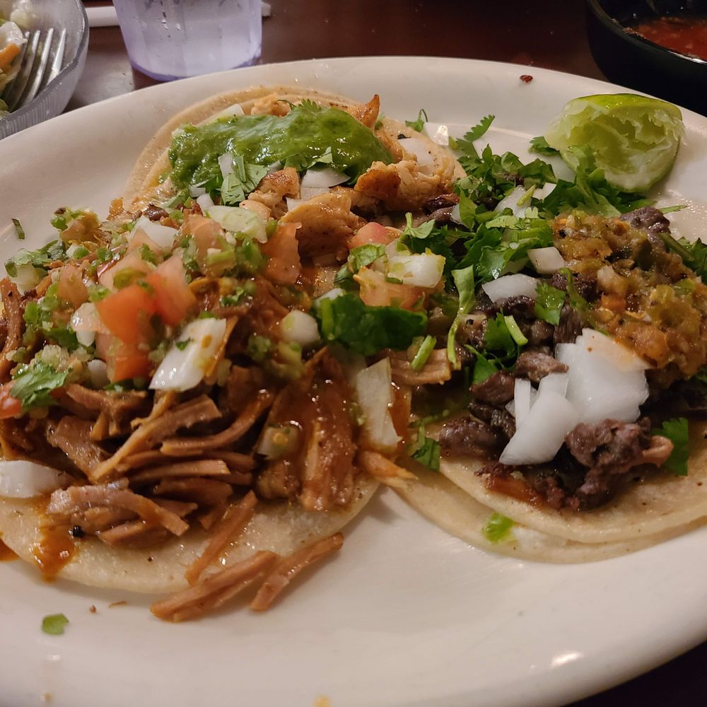 Rodrigo's Mexican Grill - 3 street tacos (one of each - carne asada, chicken, carnitas) - Mexican Near Me - Riverside, California Rodrigo's Mexican Grill - 3 street tacos (one of each - carne asada, chicken, carnitas) - Mexican Near Me - Riverside, California