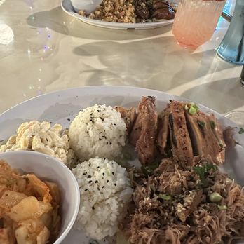 Moa Kai Hawaiian Diner - Mixed plate with Kalua Pork and shoyu chicken - Hawaiian Near Me - Orlando, Florida Moa Kai Hawaiian Diner - Mixed plate with Kalua Pork and shoyu chicken - Hawaiian Near Me - Orlando, Florida