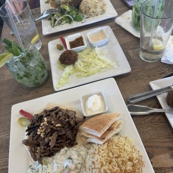 Dvine Mediterranean Experience - Brea - Chicken and beef shawarma. The garlic sauce is soooo GOOD!! - Mediterranean Near Me - Brea, California