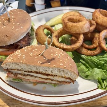 Flappy Jack's Pancake House - Buffalo Chicken Sandwich & onion rings - Pancakes Near Me - Orange, California