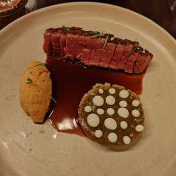 Wildflower - Moulard duck with smoked apple and beet tartare - Cocktail Bars Near Me - Denver, Colorado