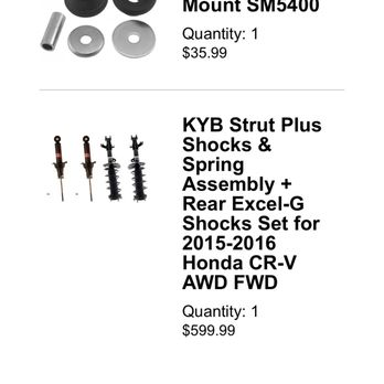 Shocks Surplus - Kit order for my honda crv - Auto Parts & Supplies Near Me - Baldwin Park, California