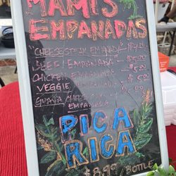 Mami's Empanadas  - Menu for food truck pops with prices.