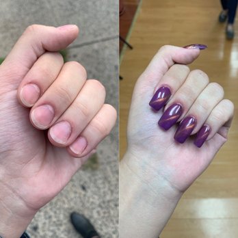 JR Nails - Full set acrylic with gel color ($40). Cat eye polish is $3 extra. (Total was $43 + tip) - Nail Salons Near Me - Brooklyn, New York