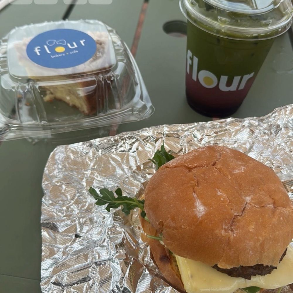 Egg sandwich & blueberry matcha refresher Egg sandwich & blueberry matcha refresher