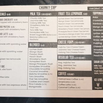 Chunky Cup - Menu - Bubble Tea Near Me - Woodbridge, Virginia