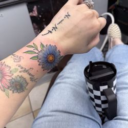 Denton Tattoo Company - Blue aster flower
