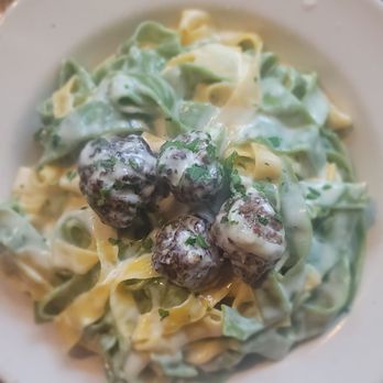 Monello - Meatball with cream sauce and fettuccine. - Italian Near Me - San Diego, California Monello - Meatball with cream sauce and fettuccine. - Italian Near Me - San Diego, California