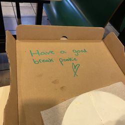 Jerry & Sal's Pizza - Worker wrote me this note, pizza was good tho