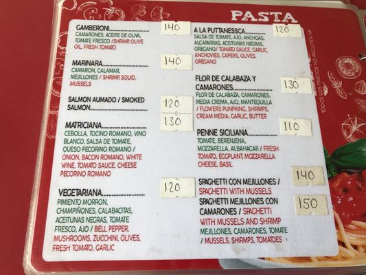 Menu photo 2 Luna Rossa Puerto Escondido, OAX