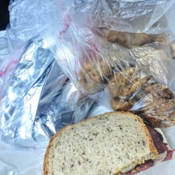 Mr. Fuel Travel Center - One regular pastrami sandwich separately rapped cuz you got to eat in the truck. and a order of fried breaded mushrooms.