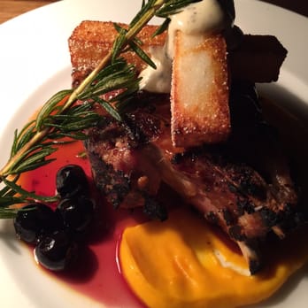 The Bancroft - Kurobuta pork chop with dried cherry glaze and Okinawan yams - New American Near Me - Burlington, Massachusetts The Bancroft - Kurobuta pork chop with dried cherry glaze and Okinawan yams - New American Near Me - Burlington, Massachusetts