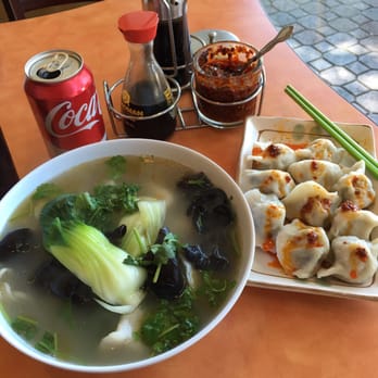 I Dumpling - Bowl of Dumpling soup and a plate pork,shrimp, and green onion dumplings.  I was not disappointed! - Chinese Near Me - Redwood City, California