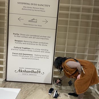 BAPS Swaminarayan Akshardham - We had to take out shoes off once we got to the temple - Hindu Temples Near Me - Robbinsville, New Jersey