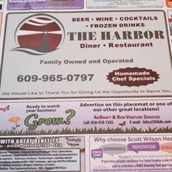 Harbor Diner - Placemat with their phone # and advertising.  Classic.