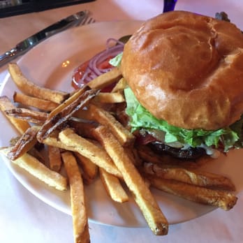 Asylum Restaurant - Mushroom Bacon Burger with Fries - American Near Me - Jerome, Arizona Asylum Restaurant - Mushroom Bacon Burger with Fries - American Near Me - Jerome, Arizona