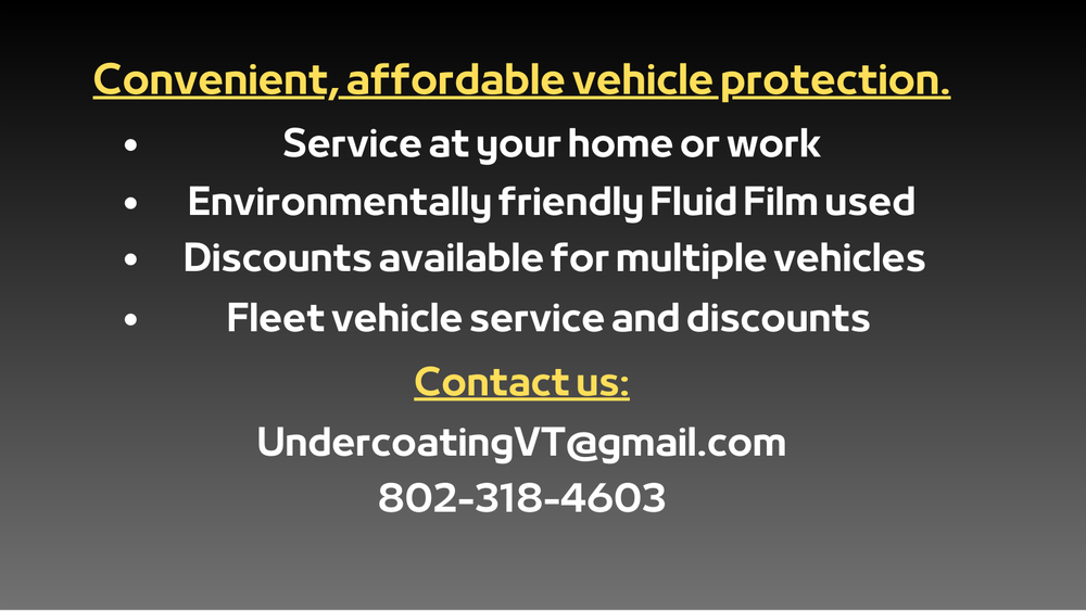 MOBILE UNDERCOATING COMPANY Updated October 2024 21 Photos Winooski, Vermont Auto Repair