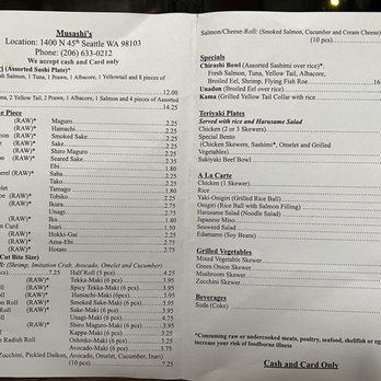 Musashi's - Menu - Sushi Bars Near Me - Seattle, Washington Musashi's - Menu - Sushi Bars Near Me - Seattle, Washington