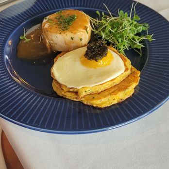 Jula’s on the Potomac - Chicken w truffle.oil and pancake, egg and caviar - Breakfast & Brunch Near Me - Alexandria, Virginia Jula’s on the Potomac - Chicken w truffle.oil and pancake, egg and caviar - Breakfast & Brunch Near Me - Alexandria, Virginia