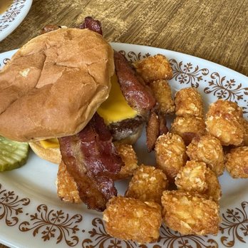 Hutch's Cafe & Lounge - Bacon cheeseburger with tator tots - Lounges Near Me - Presho, South Dakota Hutch's Cafe & Lounge - Bacon cheeseburger with tator tots - Lounges Near Me - Presho, South Dakota