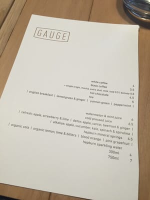 Menu photo 7 Gauge Brisbane, QLD