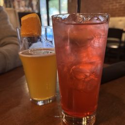 Blue moon and a cherry limeade. Blue moon and a cherry limeade.