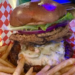 Luckie's Barn & Grill - Dragon Burger.  Looks better than it tastes.  That seems to be a trend at Luckie's.