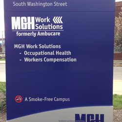 MGH Work Solutions - Signage on the corner of Washington and Second Street.