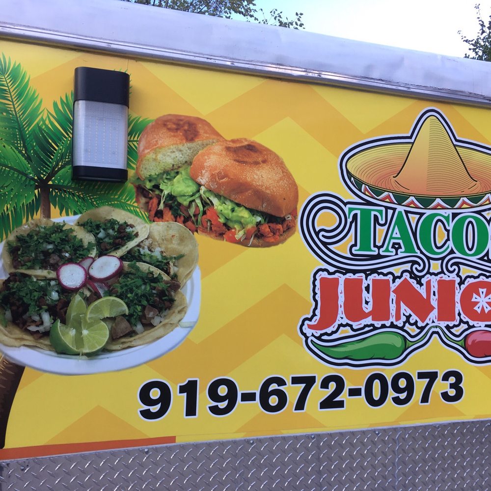 Tacos Junior - a taco truck with a taco and salad on the side - Food Trucks Near Me - Durham, North Carolina Tacos Junior - a taco truck with a taco and salad on the side - Food Trucks Near Me - Durham, North Carolina