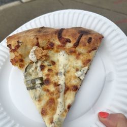 Taste of East Aurora - Dill pickle pizza from Blue Eyed Baker - loves the crunchy fried pickles on top