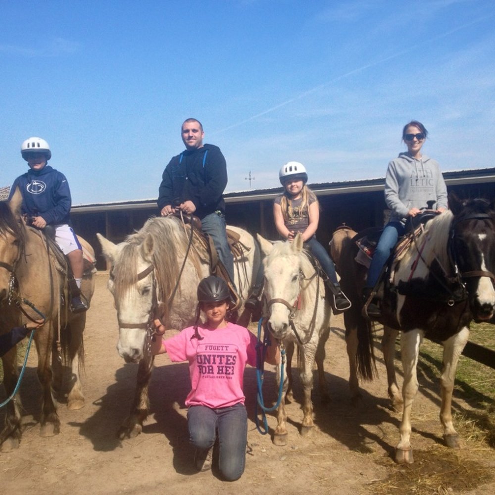 Sheeder Mill Farm - My sons 12th birthday. After we finished our ride they stopped and took a picture for us. - Horseback Riding Near Me - Spring City, Pennsylvania Sheeder Mill Farm - My sons 12th birthday. After we finished our ride they stopped and took a picture for us. - Horseback Riding Near Me - Spring City, Pennsylvania