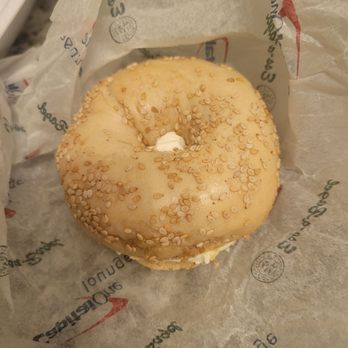 Capital One Lounge at JFK - Sesame bagel with scallion cream cheese - Airport Lounges Near Me - Queens, New York