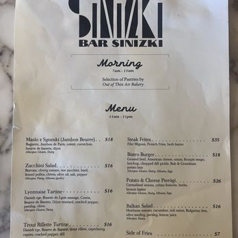 Bar Sinizki - Food menu - Bars Near Me - Los Angeles, California