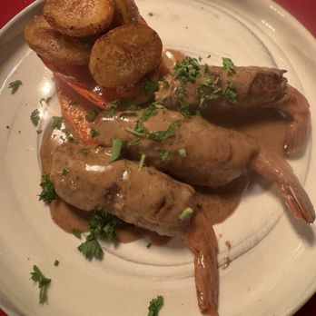 Osteria Chef's Table - Veal wrapped jumbo shrimp in a peppercorn gravy - Italian Near Me - Calgary, Alberta Osteria Chef's Table - Veal wrapped jumbo shrimp in a peppercorn gravy - Italian Near Me - Calgary, Alberta