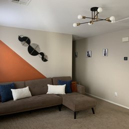 After: newly installed pendant light in loft ceiling.
