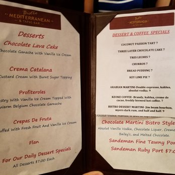 Bistro Mediterranean & Tapas Bar - Dessert menu - Mediterranean Near Me - Norwalk, Connecticut Bistro Mediterranean & Tapas Bar - Dessert menu - Mediterranean Near Me - Norwalk, Connecticut