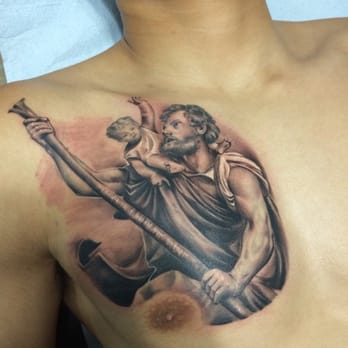 Sacred Tattoo - St. Christopher piece. Final product. Rods Jimenez - Tattoo Near Me - New York, California