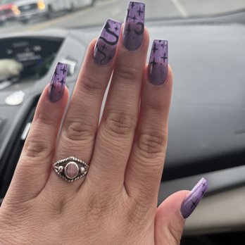 Blossom Nails & Spa - Full set, with hand painted designs. - Nail Salons Near Me - Fife, Washington