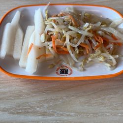 Dinestination - Daikon and bean sprouts. Not pictured, cabbage salad and fountain drinks.