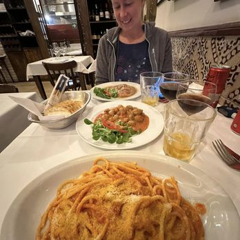Antica Trattoria Tritone - Saltimbocca Romana, Polpette Alla Romana(mini meatballs), Bucatini All'Amatriciana (sorry going off the receipt) - Trattorie Near Me - Rome, RM