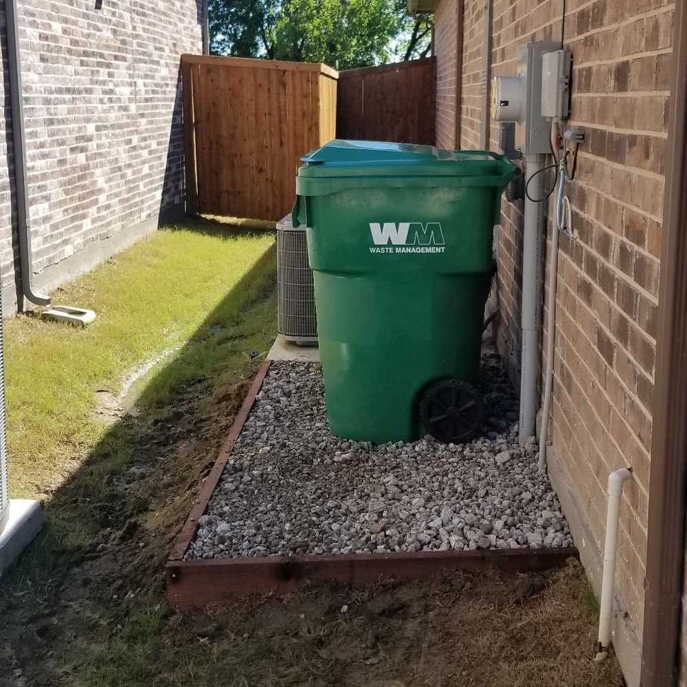 New trash pad on the side of my house. New trash pad on the side of my house.